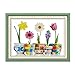 Joy Sunday Cross Stitch Stamped Kits Cross-Stitching Pattern for Home Decor, 14CT Printed Fabric Embroidery DIY Crafts Needlepoint Kit Colorful Life of Flowers (Printed Kits,Home of Blessings)