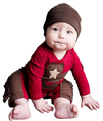 StylesILove Infant Toddler Baby Boy Sheriff Cowboy Fringed Photo Props Romper and Hat 2-piece (80/6-12 Months)
