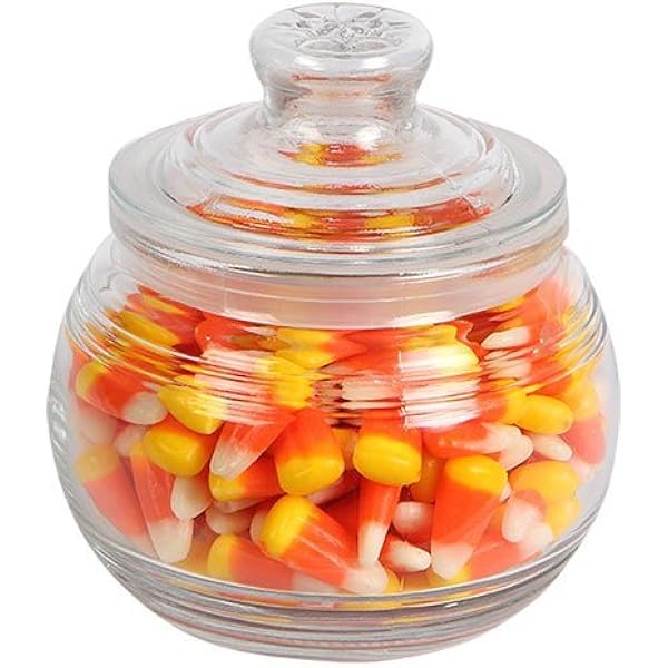 Amazon Com Glass Candy Jar With Ribbed Accents And Tight Sealing Lid 19 Oz 4 5 Inches Diameter Kitchen Dining