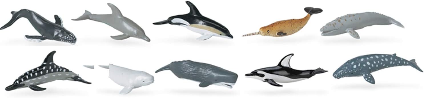 Miniblings 9X Set Whales And Dolphins Animal Figure Figures Figurines Toy Whale Kids, Blue, Small - Image 4