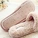 HALLUCI Women's Cozy Wrinkle Plush Fleece Memory Foam House Slippers w/Non Slip Soles (7-8 M US, Pink)