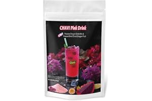 CHAVI Pink Drink - Passion Dragon Fruit Powdered Drink Mix and Freeze-Dried Diced Dragon Fruit Add-on - 2 in 1 package