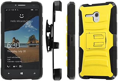 Alcatel One Touch Fierce XL Case, [NakedShield] [Black/Black] Heavy Duty Holster Armor Tough Case - [Yellow] for Alcatel One Touch Fierce XL
