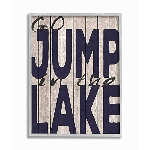 Stupell Industries Go Jump In The Lake Country Typography Navy, Design by Regin…