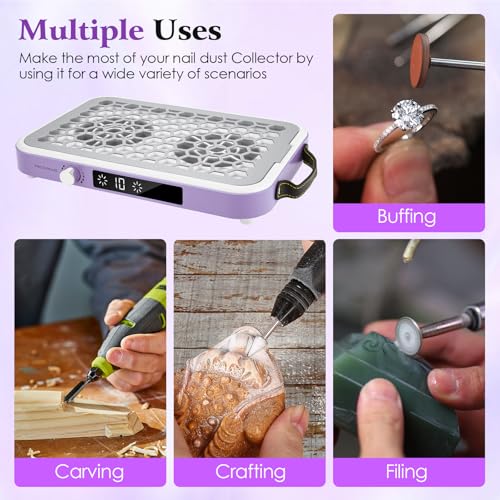 Professional Nail Dust Vacuum Cleaner, Nail Dust Vacuum Cleaner 8400 RPM, Nail Dust Extractor Powerful Double Suction with Filter and Handle 10 Speed Adjustable Nail Vacuum Cleaner Manicure