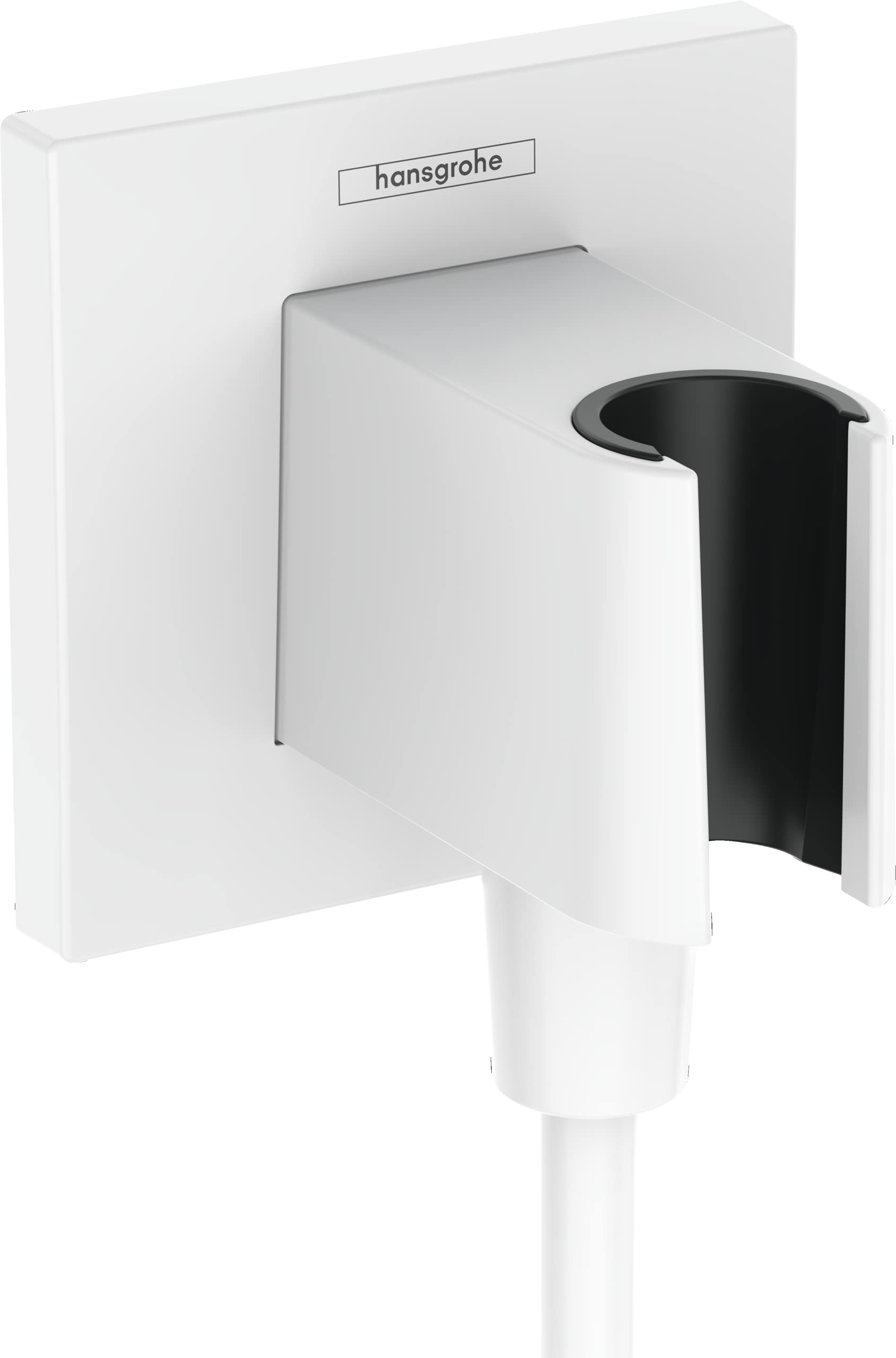 Hansgrohe FixFit E Wall Outlet with Shower Holder, Matt White, 26889700