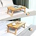SONGMICS Large Laptop Stand Bed Tray with Folding Legs,  Floor Desk with Tilting Top, Breakfast Tablefor Sofa Multi Function Bamboo Natural ULLD009Nthumb 4