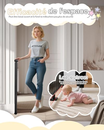 Child Safety Gate 0-140 cm, Baby and Dog Safety Gate for Stairs, Quick Assembly, Secure Locking, Ideal for Stairs, Doors and Corridors, Black