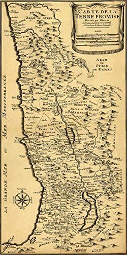 Antiguos Maps - French Map of Palestine The Promised Land (Carte de la Terre Promise) by Liebaux Circa 1720 - Measures 24 in x 48 in (610 mm x 1219 mm)