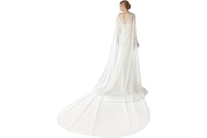 NICENEEDED Tulle Wedding Cape, Floor Length Cathedral Bridal Veil Cloak Floral Cape for Women Sheer Mesh Dress Shoulder Cape