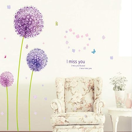 bb-zonx Las Etiquetas Engomadas De La Pared del Diente De León Púrpura