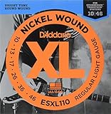 D'Addario ESXL110 Nickel Wound Electric Guitar Strings, Regular Light, Double Ball End, 10-46