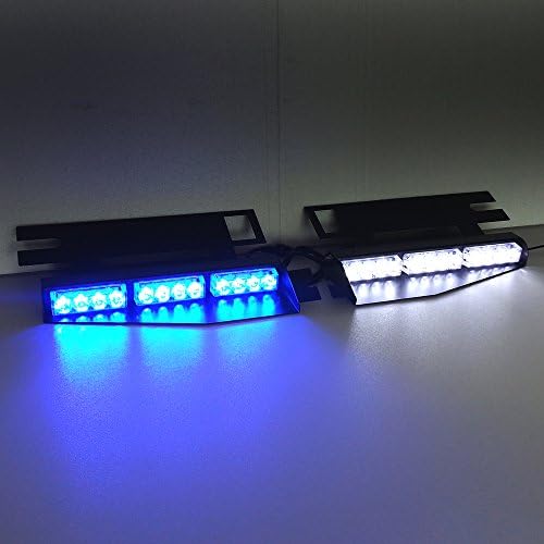 Szcafelimy Blue/White 2 x 12 LED LED Light Exclusive Split Visor Deck Dash Police light Strobe Warning LightBar Anti-explosion light Fire light