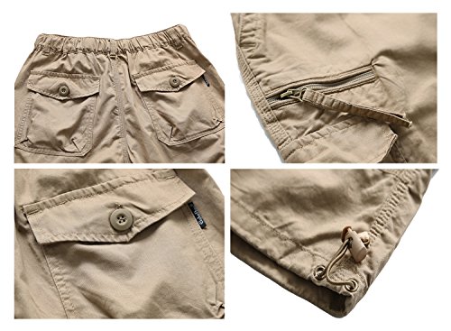 EKLENTSON Men's Capri Pants for Men Relaxed Fit Military Shorts 3/4 Pants Khaki