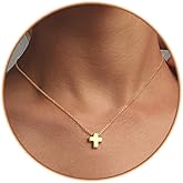 Airmb Cross Necklace for Women Gold/Silver Plated Layered Dainty Cross Chain Trendy Choker Satellite Charm Small Crucifix Pendant Gold/Silver Necklace Stackable Hypoallergenic Delicate Gift for Women