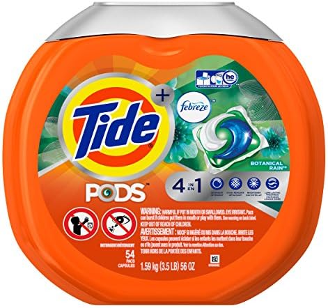 Tide PODS Plus Febreze Odor Defense Laundry Detergent Pacs, Botanical Rain Scent, 54 Count