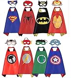 LansKids Comics Cartoon Heros Dress Up Costumes 8 Satin Capes with Felt Masks 8pcs