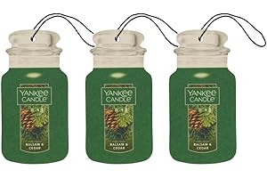 Yankee Candle Paper Car Jar, Balsam & Cedar, 1 CT (Pack of 3)
