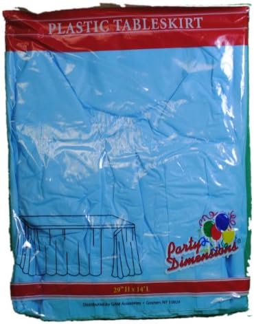 AYUTHAYA Plastic Table Skirt 29" x 14' Rectangular pleated table skirt Party Light-Blue Color