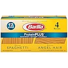 Barilla Protein Plus Pasta, 14.5 Ounce, 4 boxes (2 box Spaghetti, 2 box Angel Hair)