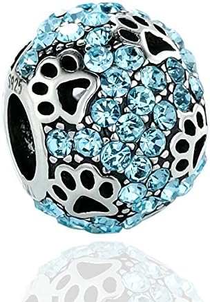 Mothers Day Jewelry Cat Dog Paw Print Animal 925 Sterling Silver Charms Bead Fits Snake Bracelets