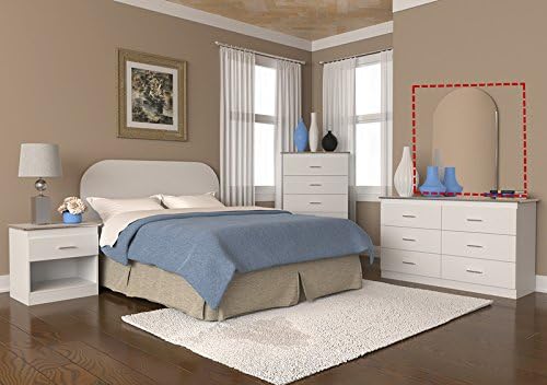 Maison Furniture Wooden Bedroom Set with Queen Size Bed/Mirror/Dresser/Night-Stand or Chest Available in 4 Colors (Mirror, White)