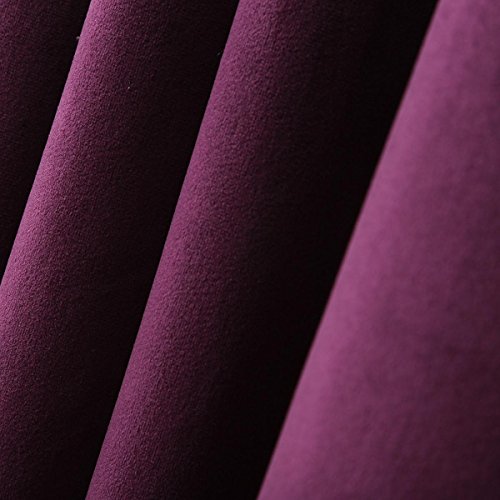 Sideli Solid Rod Pocket Matt Heavy Velvet Curtain Drape Panel Blackout Super Soft in Theater| Bedroom| Living Room| Hotel 1 Piece (52-Inch-by-84-Inch, Purple-rod pocket) - Thumbnail 7