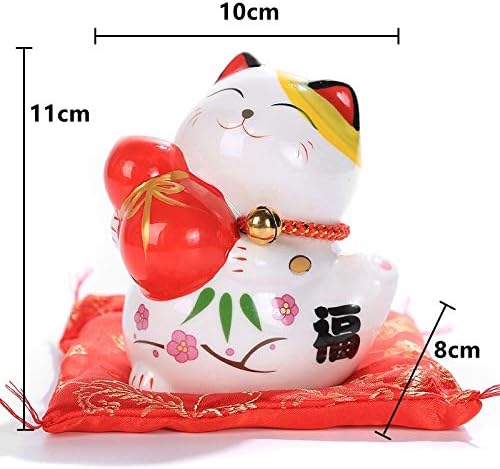 YOTATO 4 inch Ceramic Sculptures Maneki Neko Statues Lucky Cat Money Box Cat Ornament Piggy Bank Feng Shui Craft Gift