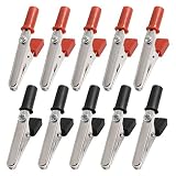 uxcell 10 Pcs 50mm Plastic Handle Test Probe Metal Alligator Clips