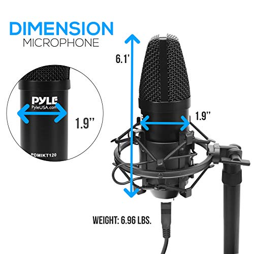 Pyle USB Microphone Podcast Recording Kit - Audio Cardioid Condenser Mic w/Desktop Stand and Pop Filter - for Gaming PS4, Streaming, Podcasting, Studio, YouTube, Works w/Windows Mac PC PDMIKT120