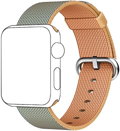 Band for Apple Watch 42mm,QIFIT Third Party Fine Woven Nylon Wrist Strap Bracelet Replacement Band with Stainless Steel Buckle for Apple Watch Series 2, Series 1, Sport, Edition,42mm,Gold Royalblue