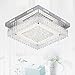 Auffel Crystal LED Ceiling Square Light, Flush Mount LED Light Fixtures Raindrop Dimmable 11 Inch 4000K 1320LM Glass+Metal+Crystal Ceiling Decorations Chandelier for Kitchen,Bathroom,Bedroom,Hallway