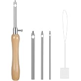 Oruola 5pcs Punch Needles, Lavor Punch Needle Set for Beginner DIY Craft Floss Cross Stitching Embroidery Tools,2.5/3.5/5mm Metal Tubes Wooden Punch Needle Tool and Punch Needle Threader