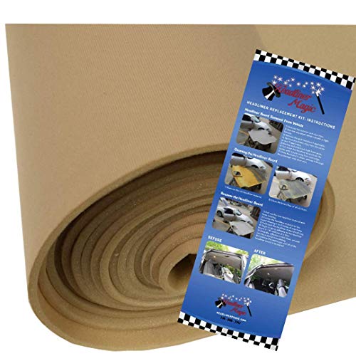 Lt Tan Auto Headliner for Jeep Cherokee 3/16 Foam Backed Fabric Material 120" Long X 60" Wide