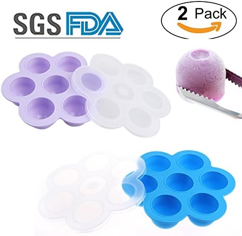 2 Pack Silicone Egg Bites Molds for Instant Pot Accessories,Fits Instant Pot 4,5,6,8 qt Pressure cooker,Freezer Tray with Lid,Reusable Storage Container and Baby Food container