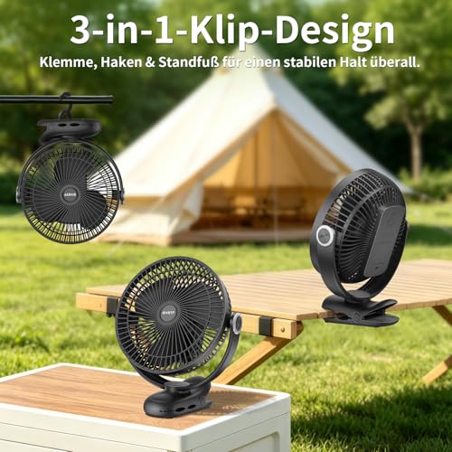 BIVBTP Rechargeable Portable Fan, 10000mAh Battery With Clip, 8 Inch for Stroller, Golf Carts, Strong Airflow USB for Office Desk, Outdoor Travel, Camping, Tent, RV, Treadmill, Pram