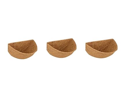 COIRGARDEN-Coco Fiber Wall Hanger Half Liner - Window Hanging Planter POTS - Coir Liner - Basket Liner 12 INCH - 3 Pieces