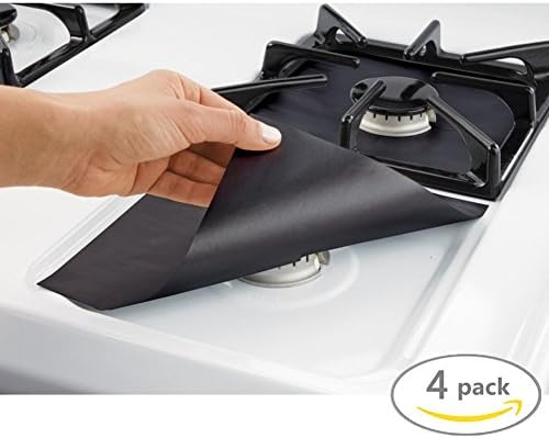 4 Pack Armix Gas Range Protectors Stovetop Burner Liners Gas Hob Covers – Non-Stick, Reusable, Easy to Clean - FDA Approved and PFOA Free (Black)