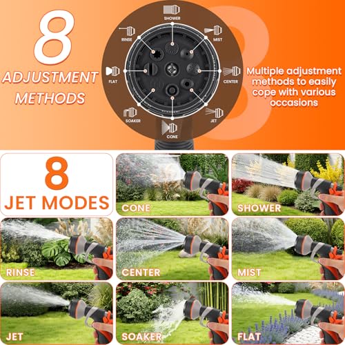 Expandable Garden Hose 30 m with Automatic Reel, 8 Modes of Spray Gun, Retractable Flexible Garden Hose, Leak-Proof Metal Connector, for Medium Garden, Patio, Cleaning