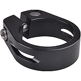 Azarxis Bike Seat Post Clamp 34.9 mm Aluminum Alloy Seat Tube Clip Bicycle Quick Release Seatpost for Mountain Tube Bike (Bla