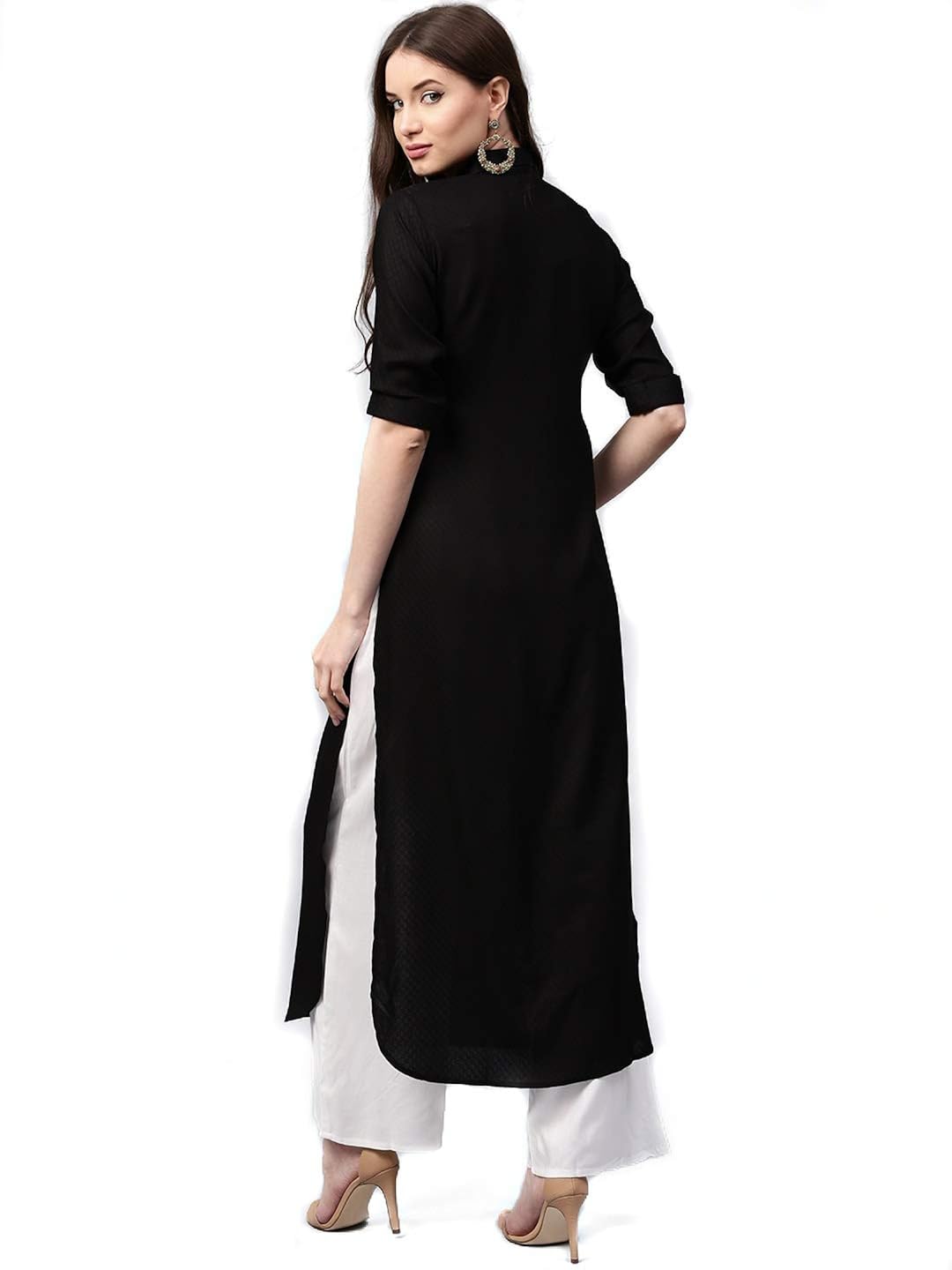 anjushree choice women stitched rayon long black kurti kurta