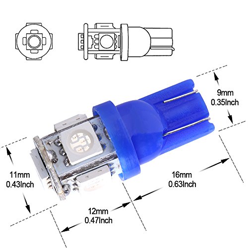 image for  194 T10 W5W 5SMD 5050 Antline 12v LED Light Bulb Blue 2825 158 192 16