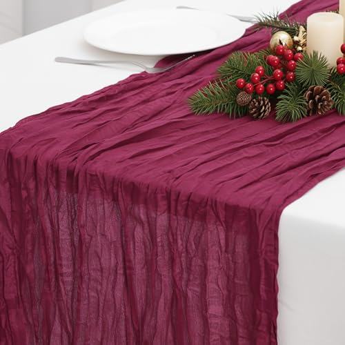 Burgundy Cheesecloth Table Runner 120 Inch