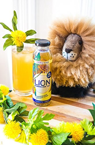 Prebiotic LION Dandelion Tea (Unsweetened) Improve Digestion, Reduce Bloating & Boost Immune System Delicious and Refreshing Prebiotics Bottled Tea using Dandelion Leaf and Root