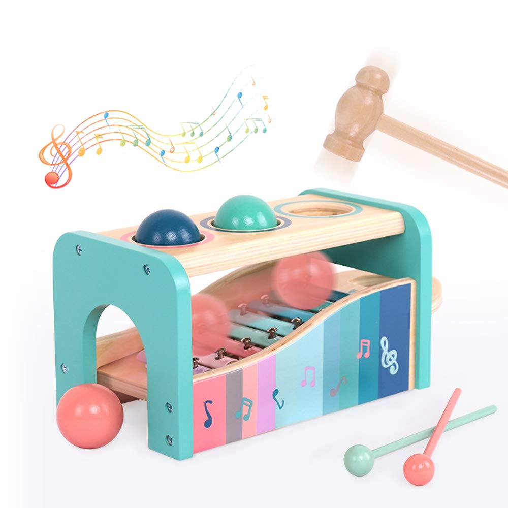 enlitoys Wooden Pounding and Hammer Toy Xylophone and Gear
