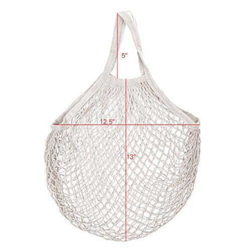 STONCEL Cotton Net Shopping Tote, Reusable Grocery Mesh Produce Bag, Washable Market Beach Toy String Rope Storage Bags (1blue1white)