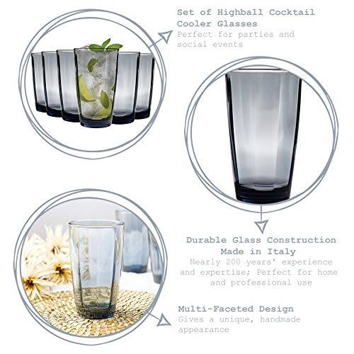Bormioli Rocco Pulsar Zerfurchter Highball Cocktailgläser Set - 470ml - Blau - Packung mit 24 – Bild 3
