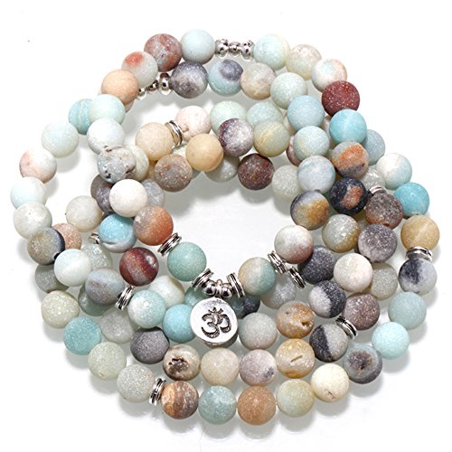 SEVENSTONE 8MM 108 Mala Beads Charm Bracelet for Men Women Yoga Bracelet Necklace Father's Day