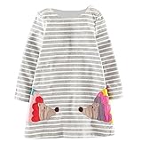 Little Girls Spring Long Sleeve Striped Hedgehog A-line Dress
