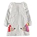 Magical Baby Little Girls Spring Fall Winter Cotton Long Sleeve Striped Hedgehog Applique A-line Dress 4-5T